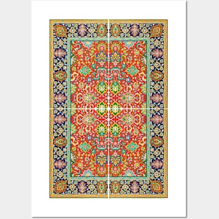 Red Green Blue Gold Persian Pattern 1800s French Posters and Art